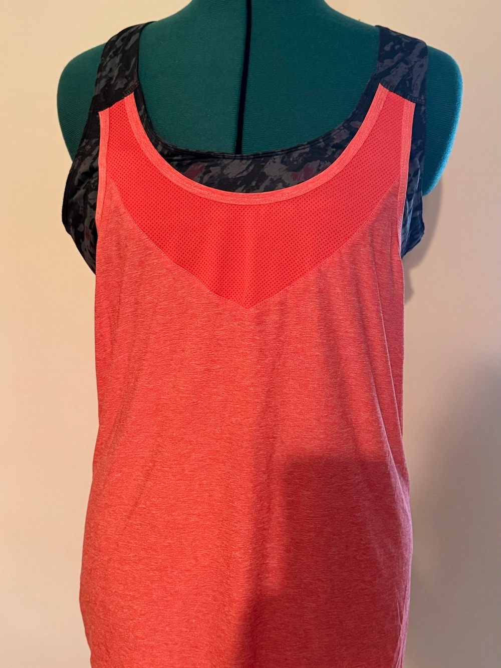Mossimo Supply Co. Coral Pink Mesh Yoke Tank Top